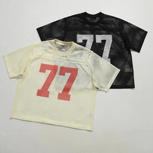 Custom Oversized Mesh Fan Jersey <b>Retro</b> Number Graphic Breathable Short Sleeve Unisex Sports Streetwear Supporter <b>Shirt</b> Wholesale - Product Image 1