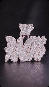 Pendentif personnalisé avec nom à 5 lettres, breloque initiale, charme en moissanite VVS1 glacé, pendentif hip-hop pour homme, bijoux en argent 925 avec nom scintillant - Product Image 6