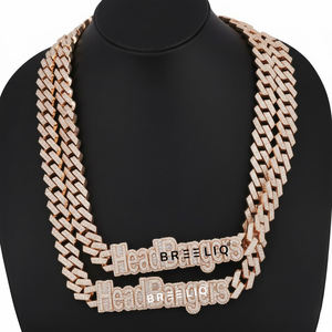 Colliers de luxe en or blanc 14 carats avec diamants de laboratoire pour hommes, chaîne cubaine hip-hop étincelante, design personnalisé avec lettres, cadeau en rhodium - Product Image 6