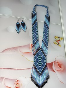 VINTAGE STYLE Ukrainian Gerdan |Chunky|Ethnic |Tribal |<b>Bead</b> Necklace |Unique |African Woman Necklace with earring,for gifted - Product Image 2