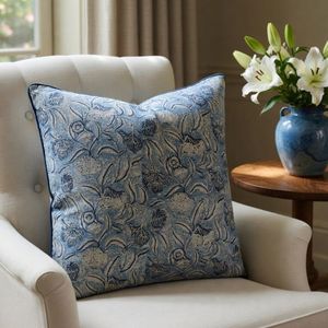 Housse de coussin décorative à imprimé floral, 50x50 cm, carrée, en lin et coton, lavable, à prix avantageux - Product Image 3