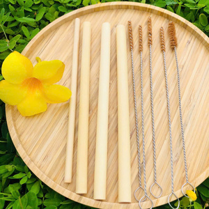 Reusable Natural Bamboo <b>Straws</b> – Eco-Friendly Handmade Drinking <b>Straws</b> with Cleaning Brush natural bamboo - Product Image 4