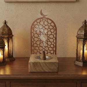 Brûleur à Bakhoor décoratif de luxe moderne en bois, design croissant de lune, pour offrir en cadeau religieux - Product Image 1