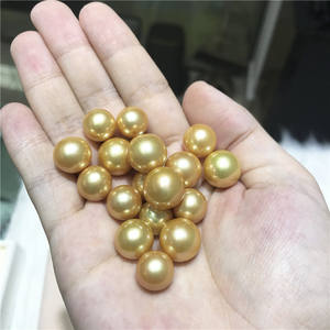 ไข่มุกน้ำจืดสีทองขนาด 12-14 มม. แบบไม่มีตำหนิ ไข่มุกเดี่ยวสำหรับงาน DIY อุปกรณ์ทำเครื่องประดับ - Product Image 3