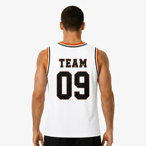 Maillot de basketball sublimé imprimé, col en V, sans manches, athlétique, anti-humidité, 100 % polyester, respirant, séchage rapide - Product Image 3