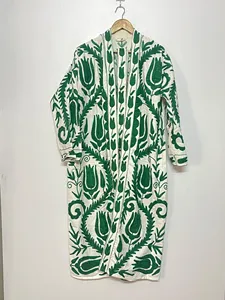Veste longue en coton brodé Suzani pour femmes, style bohème chic, travail au fil floral, manches longues, style ethnique, vêtements d'extérieur pour l'hiver - Product Image 5