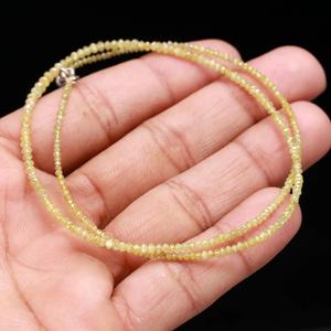 Collier de perles rondes facettées en diamant naturel jaune 1,8-2,8 mm 38 cm de longueur Trou percé en haut - Product Image 2