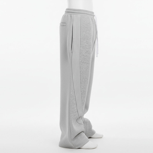 Men's Gray Sweatpants With <b>White</b> Side Stripe Elastic Waist Drawstring Casual <b>Jogger</b> Pants Autumn Wear - Product Image 1