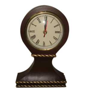 Horloge de cheminée classique avec boîtier en bois foncé, cadran rond blanc, chiffres romains, élégante et artisanale, pour la maison, le bureau ou comme cadeau - Product Image 6