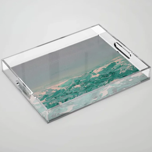 Top Rated Crystal Acrylic Printed Serving Storage Tray For Serving Beverages Snacks Breakfast Organizer Platter For <b>Coffee</b> <b>Table</b> - Product Image 3