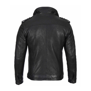 Chaqueta de Motocicleta Delgada de Cuero Genuino de Primera Calidad para Hombre, Color Negro, Manga Larga, Impermeable, Resistente al Viento, Transpirable y de Secado Rápido - Product Image 4