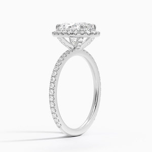 Bague de fiançailles de luxe en or blanc 14 carats avec halo solitaire, taille ovale, certifiée IGI, 2,00 carats, clarté VS1, couleur F, cultivée en laboratoire - Product Image 3