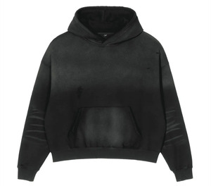 High Quality Vintage Sun Faded No <b>String</b> Pocket Pullover Sweatshirt Custom Heavyweight Stone Acid Washed Winter Print <b>Hoodie</b> Men - Product Image 5