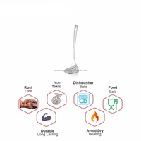 Ustensile de cuisine robuste en acier inoxydable 202, finition miroir, 26 cm, spatule à fentes, pour écraser les légumes et les fruits, passe au lave-vaisselle, durable