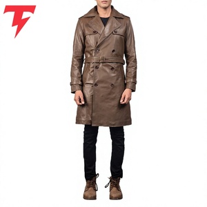 Venta Directa de Fábrica, Precio al por Mayor, Abrigo de Hombre de Cuero Genuino, Doble Botonadura, Impermeable, Transpirable y Ajustable, Nueva Llegada - Product Image 6