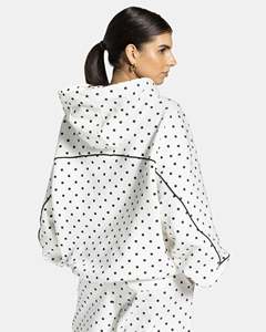 Conjunto Deportivo Personalizado para Mujer con Capucha y Líneas en Contraste, Sudadera con Estampado de Puntos, Pantalones Anchos de Dos Piezas - Product Image 4