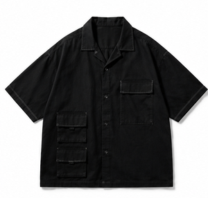 เสื้อเชิ้ตทำงานแขนสั้นทรงโอเวอร์ไซส์คุณภาพสูงสำหรับผู้ชาย - Product Image 5