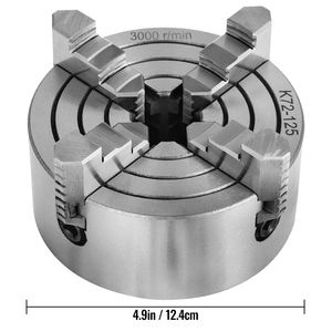 Mandrino Pneumatico K72 125 per Tornio, 5 Pollici, 4 Griffe Indipendenti, Griffe Reversibili in Metallo, Corpo in Ghisa con Interasse 0.276-2.244 - Product Image 3