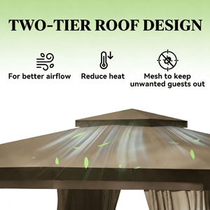 Gazebo in Legno Stile Cinese Moderno Antico con Caratteristiche Bioclimatiche e Impermeabili, Telaio in Ferro Rivestito per Giardino, Padiglione, Patio e Spiaggia - Product Image 3