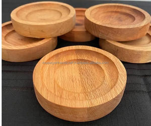 100% meilleure qualité sous-verre en bois blanc rond en bois de hêtre Table basse Table à manger bureau tasse sous-verres sous-verre en bois à bas prix - Product Image 3