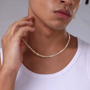 Chaîne Tennis de Luxe, Collier Plaqué Iced Out, Bijou Hip Hop pour Hommes et Femmes, Cadeau d'Anniversaire - Product Image 2