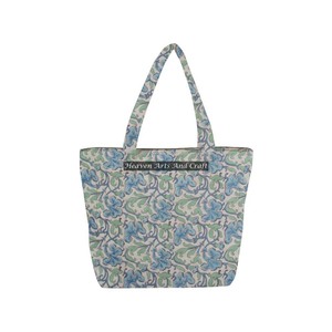 Sac à provisions matelassé en toile de coton imprimé bloc complet personnalisé avec motif à 2 poignées sac de plage fourre-tout sac à bandoulière personnalisable - Product Image 1