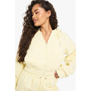 Conjunto deportivo de moda para mujer, con logotipo personalizado, 2 piezas, sudadera con capucha y cremallera doble y pantalones deportivos de pierna ancha. - Product Image 6