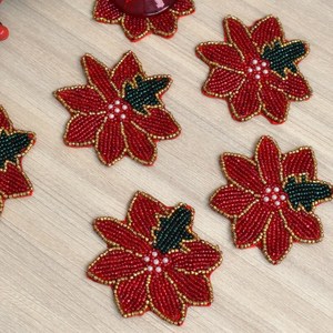 MS HANDICRAFT Handmade <b>Beaded</b> <b>Coasters</b>-Classic Church and Religious Gifts Portable with Polyester Backing (4x4 Inch) - Product Image 5
