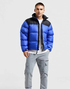 Men's Blue Puffer Jacket Stand Collar Zipper Closure Windproof <b>Thick</b> Polyester Wadding Casual <b>Winter</b> <b>Coat</b> Regular Fit - Product Image 1