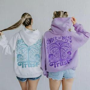 เสื้อฮู้ดถักนิตติ้งสำหรับสาวๆ ผ้าฝ้าย 100% ทรงโอเวอร์ไซส์ สวมใส่ได้ทั้งชายและหญิง สไตล์ลำลอง มีโลโก้ด้านหน้า ผ้าไม่เป็นขุย เหมาะสำหรับใส่ในฤดูหนาว - Product Image 1