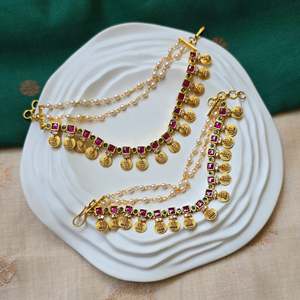 Laxmi Kasumala Gold Plated Pearl Bridal Jewelry Set - Product Image 1
