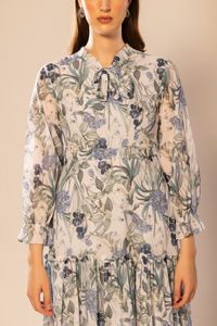 Reliable Quality Cotton Blend White Floral Printed Fit & Flared Dress with <b>Three</b>-Quater Sleeves for Women Holiday Daily Wears - Product Image 6