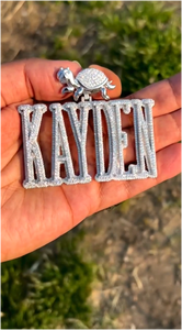 Pendentif personnalisé en argent S925 avec diamant Moissanite VVS, style Hip Hop unique, lettre KAYDEN, chaîne à maillons, design tendance, unisexe, or - Product Image 3