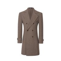 Manteau en laine croisé pour homme, revers cranté, longueur genou, coupe ajustée, vêtement d'extérieur formel