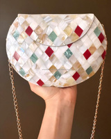 Sac à main de luxe fait main en nacre, élégant sac de soirée incrusté de coquillages pour mariage, commandes en gros personnalisées, portable