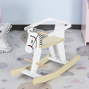 Cavallo a Dondolo Classico in Legno per Bambini 1-3 Anni Bianco con Barra di Sicurezza Giocattoli Tradizionali Sicuri e Accessori - Product Image 2
