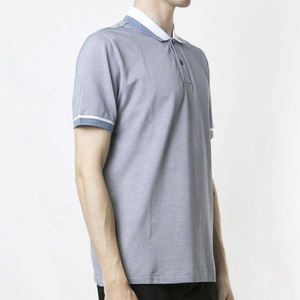 Chemise à manches courtes pour homme, gris, polyester piqué, coupe classique, couleur unie, style décontracté, design tricoté, respirant, color block - Product Image 2