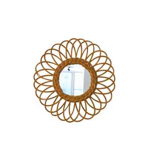 Espejo Redondo Natural de Ratán con Diseño de Rayos de Sol, Espejo de Pared de Bambú, Adorno Decorativo Bohemio para Sala de Estar - Product Image 5