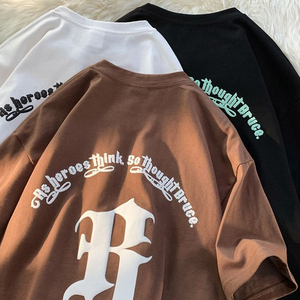 Vente en gros de T-shirts pour hommes de créateur, personnalisés, style streetwear, formels, en coton tricoté uni, à épaules tombantes, coupe oversize, avec motif 3D - Product Image 5