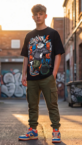 T-shirt noir Bugs Bunny NYC Streetwear à manches courtes, col rond, imprimé dessin animé, coupe classique pour homme, jersey 100% coton - Product Image 6