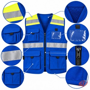 Gilet de sécurité bleu personnalisé haute visibilité pour agents de sécurité, vêtements de travail réfléchissants pour la construction, les équipes routières et les professionnels des services publics – Fabricant - Product Image 4