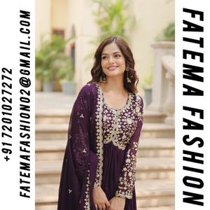 Robes Anarkali longues pour femmes, style indien pakistanais, faux sequins en fleurs, broderie multi-zari, pour mariage et fêtes - Product Image 2