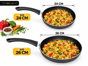 Poêle à frire antiadhésive en aluminium 24 cm 26 cm, poêle profonde avec long manche pour faire frire le riz, sauter les aliments et la cuisson quotidienne - Product Image 3