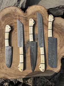 Premium Damascus Kitchen <b>Knife</b> Set Handmade Pattern Steel Chef Cutlery Collection OEM ODM with <b>bone</b> <b>handle</b> kitchen use - Product Image 2