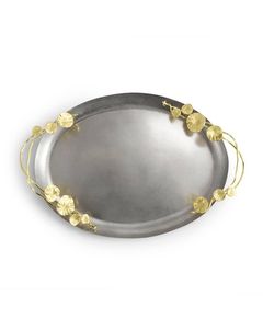 Luxury Oval Tray in nickel with Gold handle on Decorative Serving Platter Home <b>Tabletop</b> Vanity hot selling metal trays for sale - Product Image 1
