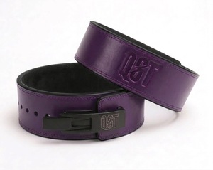 QST Leather Weightlifting Belt Purple Adjustable <b>Waist</b> Support for Strength Training Powerlifting Lifting Gym Belt - Product Image 1