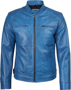 Nouvelle veste en cuir véritable légère pour homme, coupe classique avec col montant, manteau d'hiver tendance avec logo frontal - Product Image 1