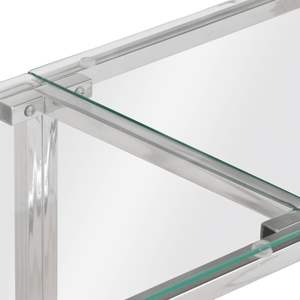 Mesa Consola de Acero Inoxidable Plateado con Tapa de Vidrio Templado - Product Image 6