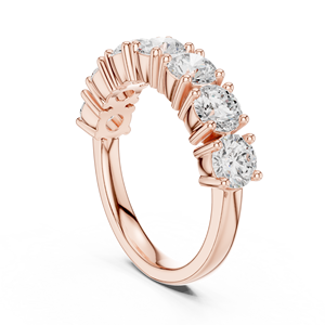 Élégante bague à sept pierres en moissanite plaquée or rose 14 carats pour femme - Bijou de mariée raffiné à taille brillant rond - Product Image 4