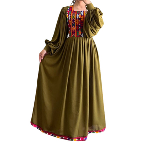 Vestido Afgano Kuchi de Encaje y Chifón Personalizado, Transpirable, Lavable, Largo hasta el Suelo, Vestidos Casuales, Ropa Étnica, Vestido Afgano Kuchi - Product Image 1